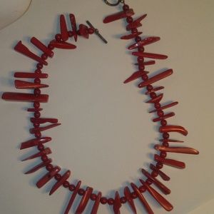 18' Red Coral Necklace Toggle Clasp